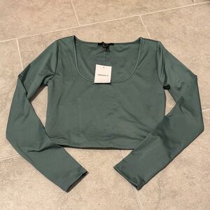 Forever 21 Teal Long Sleeve Crop Top